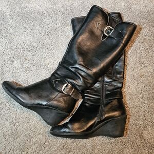 Size 8.5 Wide Aerosoles "Wonderful" Black Wide Calf Boots Double Zipper